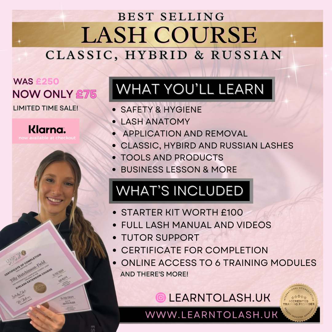 Online Bundle - Accredited Fast Track Eyelash Extension Course (Classic, Hybrid and Russian), Business Bible, Video Demonstration, Lash Retention Ebook and Starter Kit